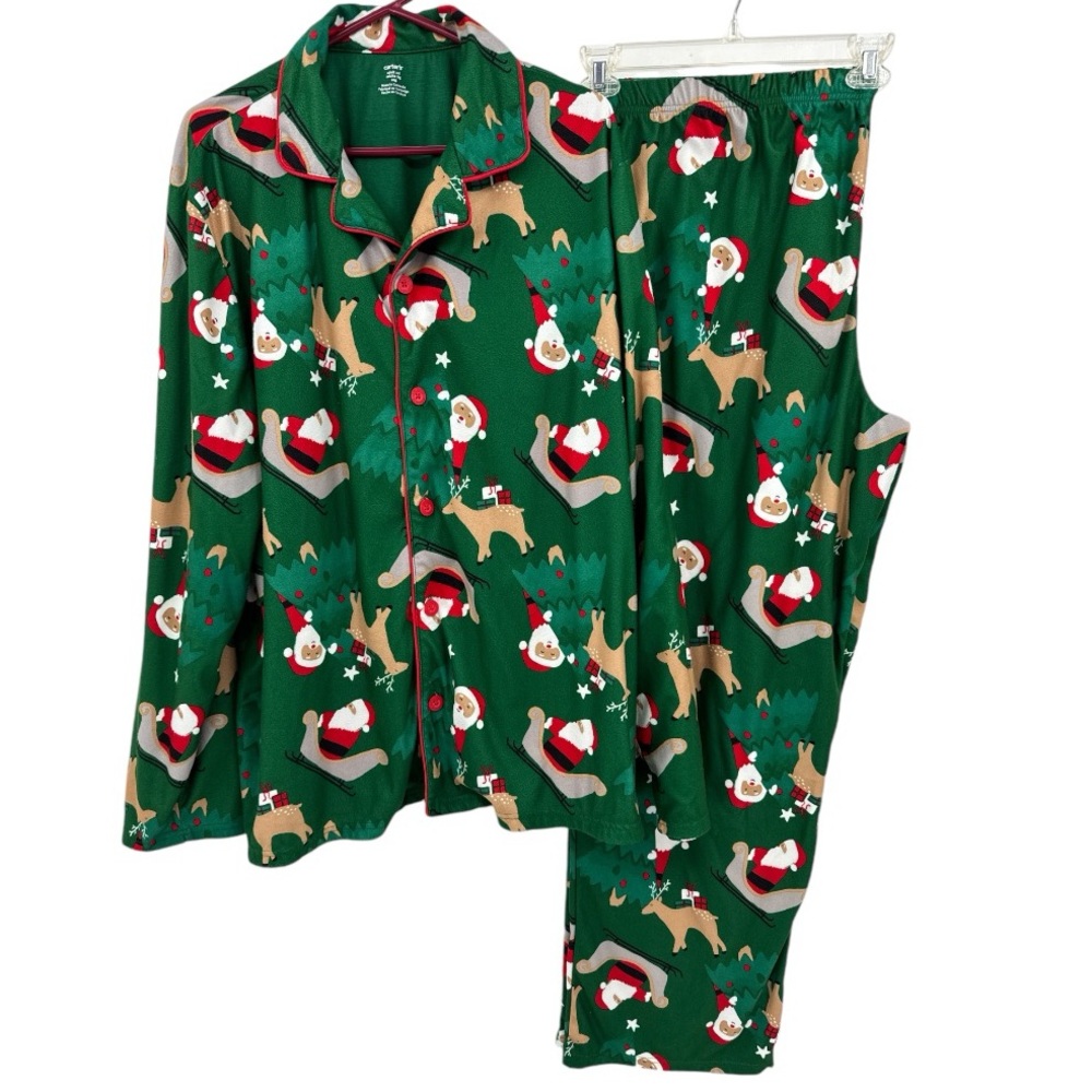 Carter’s Adult Christmas Santa Claus Sled Reindeer  Shirt /Pants Pajama-Size XXL